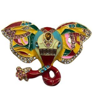Colorful Elephant Brooch, Swarovski Crystal Brooch, Gift For Her, Elegant